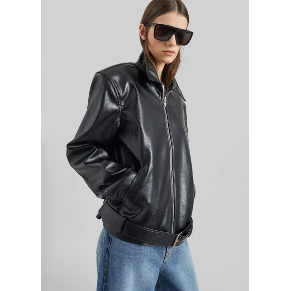 The Frankie Shop Norbury Faux Leather Jacket – Black, view 4