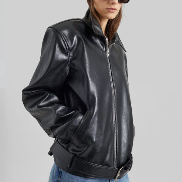 The Frankie Shop Norbury Faux Leather Jacket - Black - Oversized Minimalist Jackets in Black - Shop at Coveti