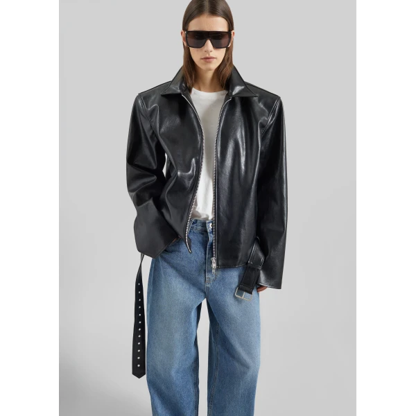 The Frankie Shop Norbury Faux Leather Jacket – Black, view 6