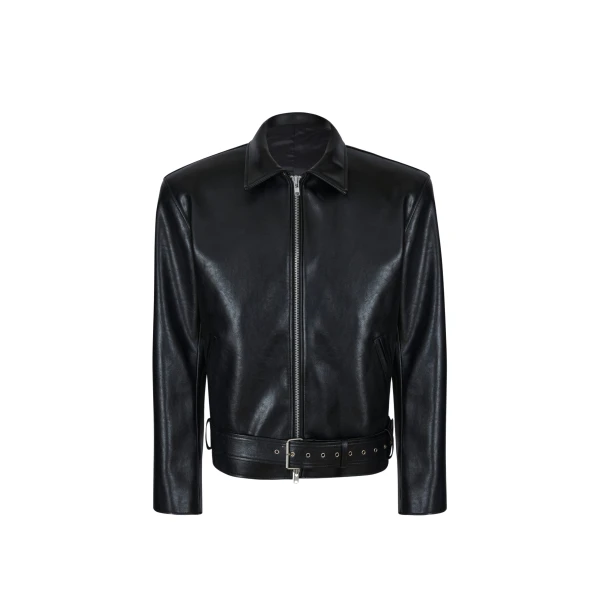 The Frankie Shop Norbury Faux Leather Jacket - Black - Oversized Minimalist Jackets in Black - Shop at Coveti