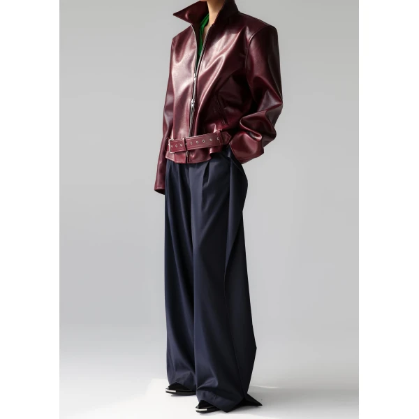 The Frankie Shop Norbury Faux Leather Jacket – Burgundy, view 5