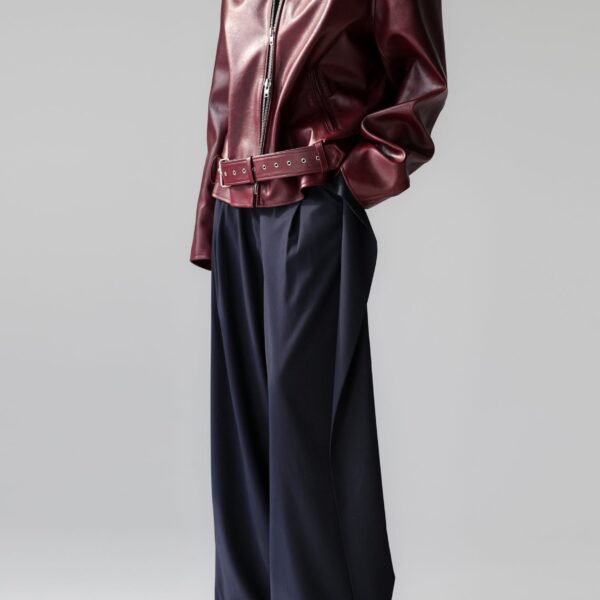 The Frankie Shop Norbury Faux Leather Jacket - Burgundy - Oversized Minimalist Jackets in Red - Shop at Coveti