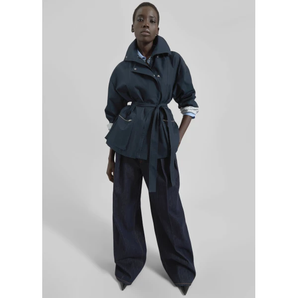 The Frankie Shop Norris Short Trench – Navy, view 2