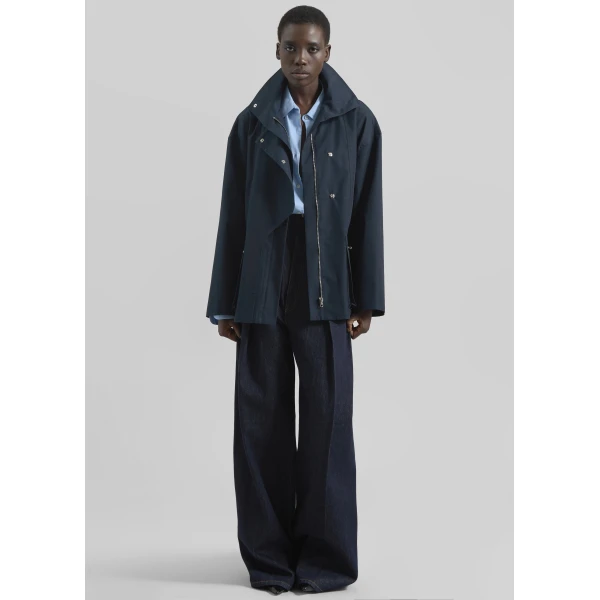 The Frankie Shop Norris Short Trench – Navy, view 3