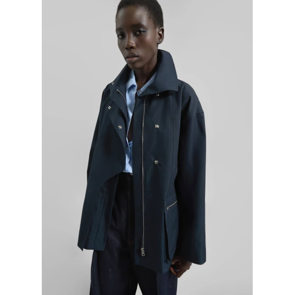 The Frankie Shop Norris Short Trench – Navy, view 4