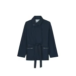 The Frankie Shop Norris Short Trench - Navy - Oversized Minimalist Coats in Blue - Shop at Coveti
