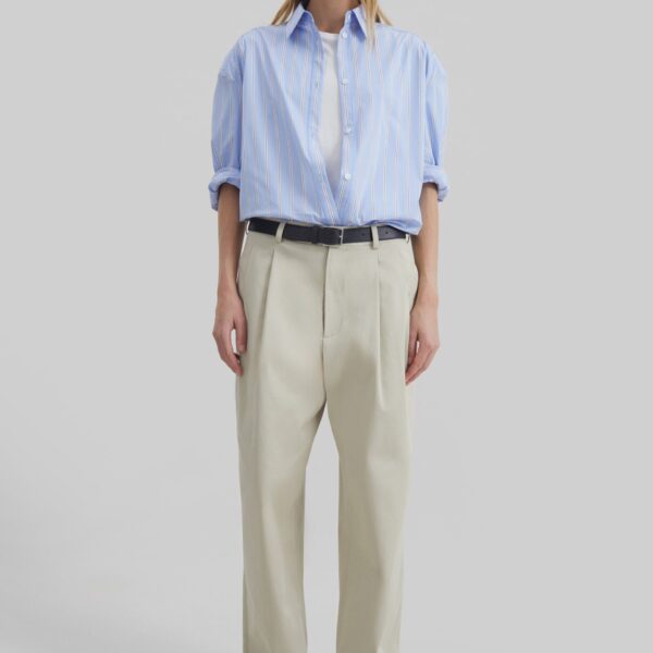The Frankie Shop Norstrand Cotton Chino Trousers - Light Beige - Oversized Minimalist Pants in Beige - Shop at Coveti
