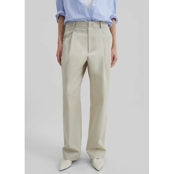 The Frankie Shop Norstrand Cotton Chino Trousers – Light Beige, view 3