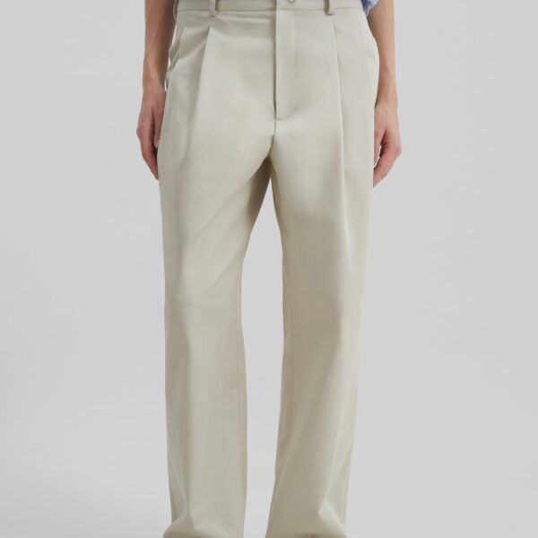 The Frankie Shop Norstrand Cotton Chino Trousers - Light Beige - Oversized Minimalist Pants in Beige - Shop at Coveti