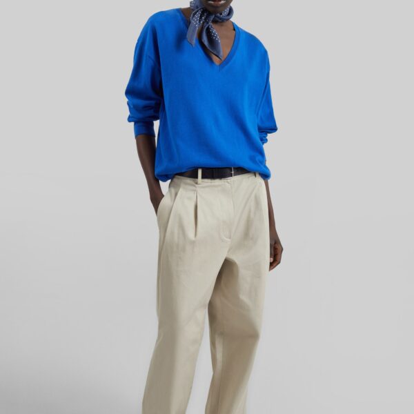 The Frankie Shop Norstrand Cotton Chino Trousers - Light Beige - Oversized Minimalist Pants in Beige - Shop at Coveti