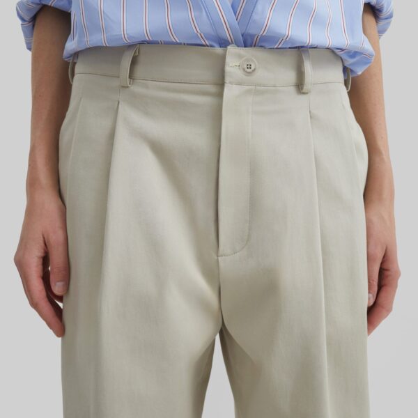 The Frankie Shop Norstrand Cotton Chino Trousers - Light Beige - Oversized Minimalist Pants in Beige - Shop at Coveti