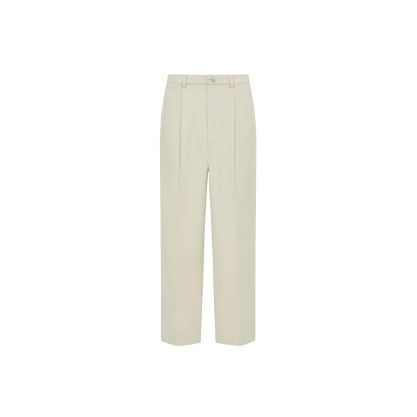 The Frankie Shop Norstrand Cotton Chino Trousers - Light Beige - Oversized Minimalist Pants in Beige - Shop at Coveti