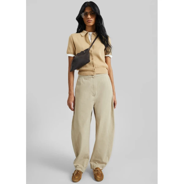The Frankie Shop Noyon Barrel Leg Pants – Beige, view 2