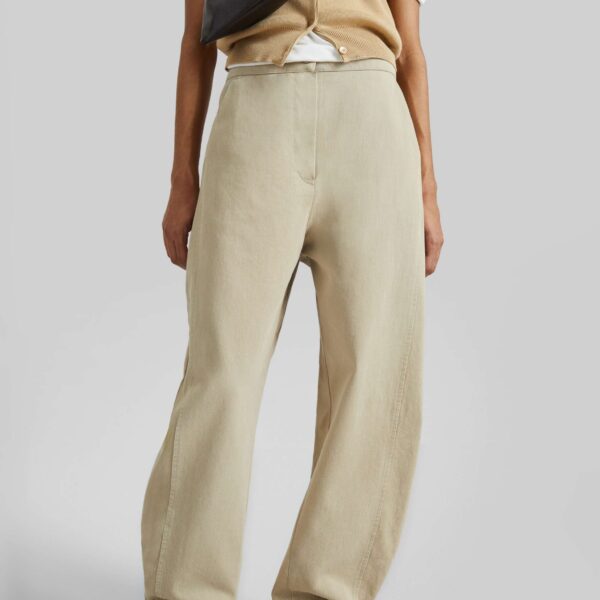 The Frankie Shop Noyon Barrel Leg Pants - Beige - Oversized Minimalist Pants in Beige - Shop at Coveti