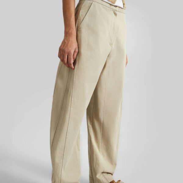 The Frankie Shop Noyon Barrel Leg Pants - Beige - Oversized Minimalist Pants in Beige - Shop at Coveti