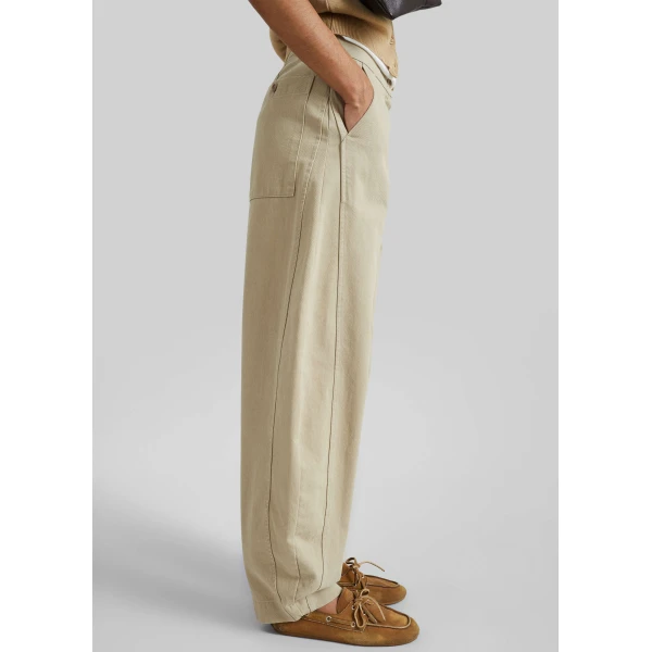The Frankie Shop Noyon Barrel Leg Pants – Beige, view 6