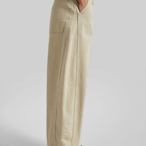 The Frankie Shop Noyon Barrel Leg Pants - Beige - Oversized Minimalist Pants in Beige - Shop at Coveti