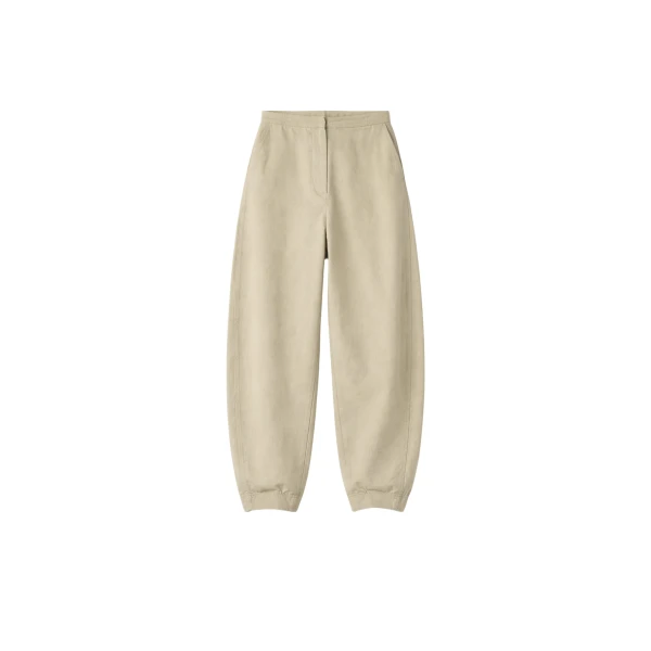 The Frankie Shop Noyon Barrel Leg Pants - Beige - Oversized Minimalist Pants in Beige - Shop at Coveti