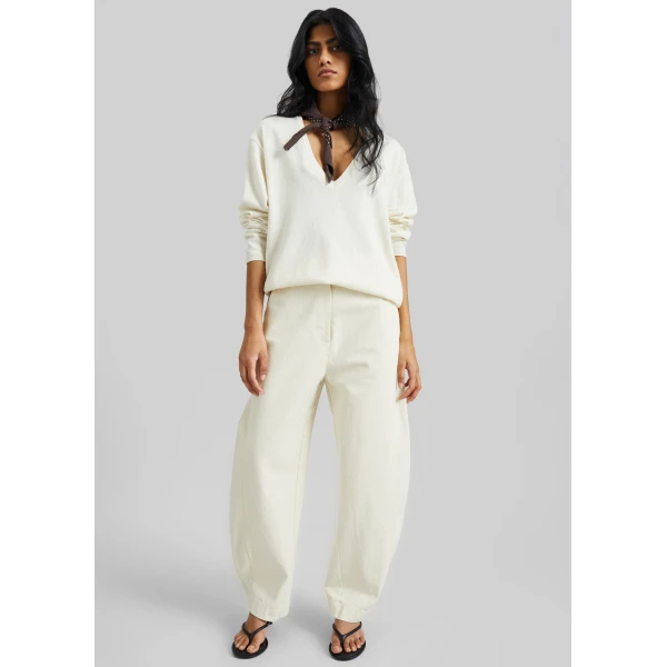 The Frankie Shop Noyon Barrel Leg Pants – Cream, view 2