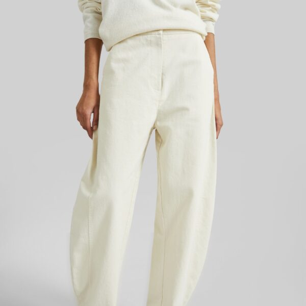 The Frankie Shop Noyon Barrel Leg Pants - Cream - Oversized Minimalist Pants in Ivory - Shop at Coveti