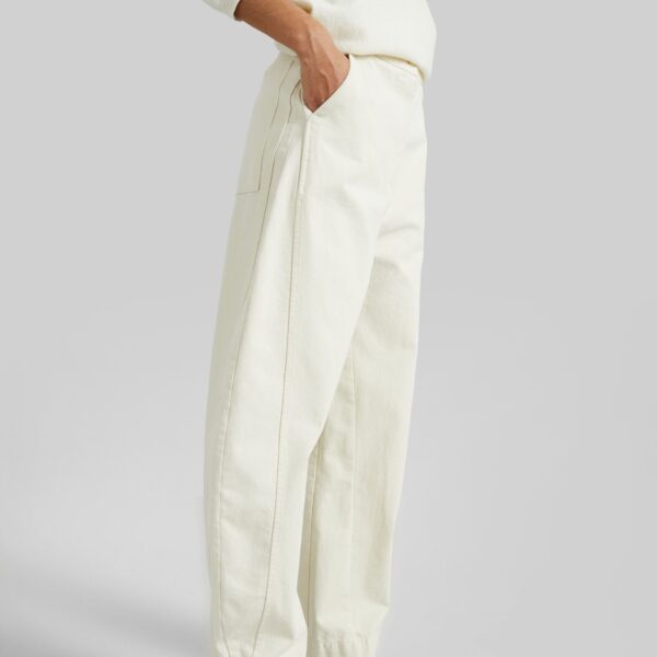 The Frankie Shop Noyon Barrel Leg Pants - Cream - Oversized Minimalist Pants in Ivory - Shop at Coveti