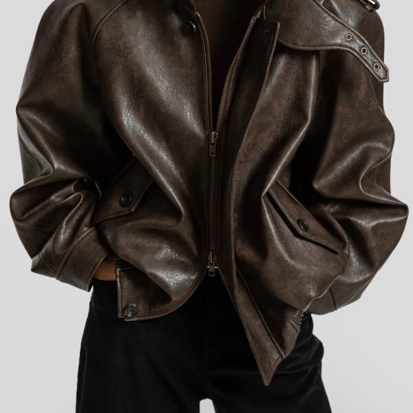 The Frankie Shop Nyland Faux Leather Padded Jacket - Brown - Oversized Minimalist Jackets in Beige - Shop at Coveti