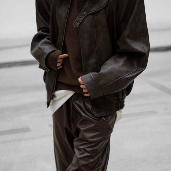 The Frankie Shop Nyland Faux Leather Padded Jacket - Brown - Oversized Minimalist Jackets in Beige - Shop at Coveti