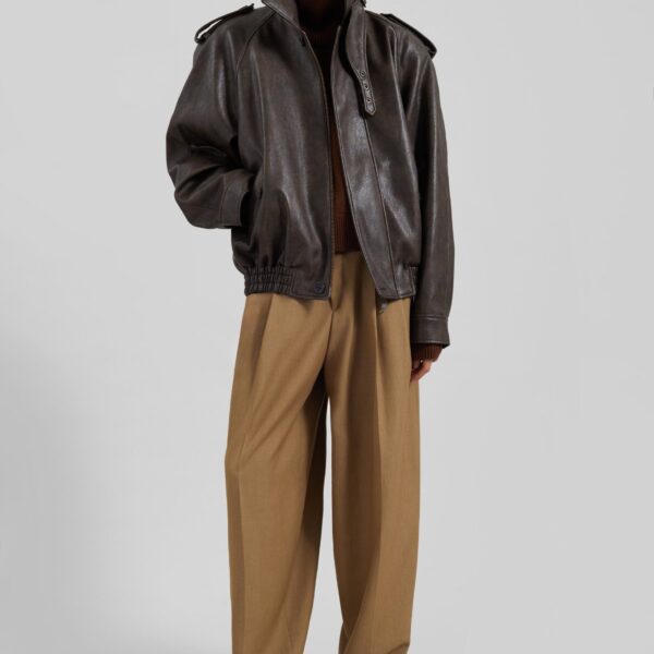 The Frankie Shop Nyland Faux Leather Padded Jacket - Brown - Oversized Minimalist Jackets in Beige - Shop at Coveti