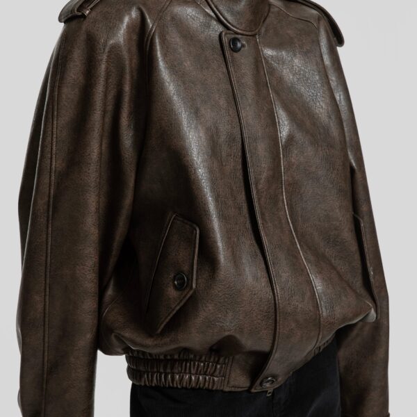 The Frankie Shop Nyland Faux Leather Padded Jacket - Brown - Oversized Minimalist Jackets in Beige - Shop at Coveti