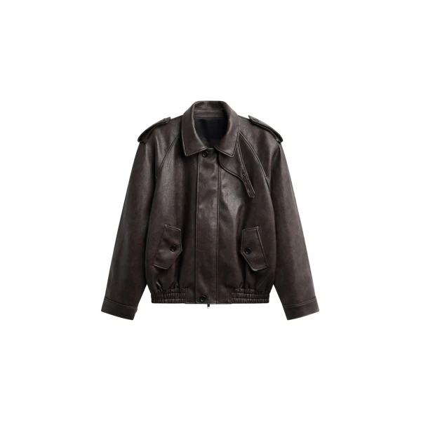 The Frankie Shop Nyland Faux Leather Padded Jacket - Brown - Oversized Minimalist Jackets in Beige - Shop at Coveti