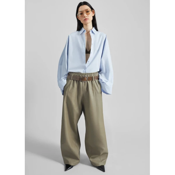 The Frankie Shop Oakdale Faux Leather Track Pants – Sage, view 2