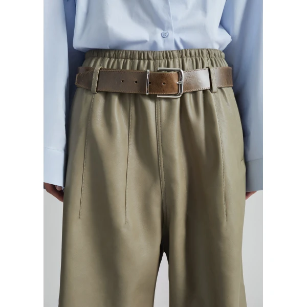 The Frankie Shop Oakdale Faux Leather Track Pants – Sage, view 3