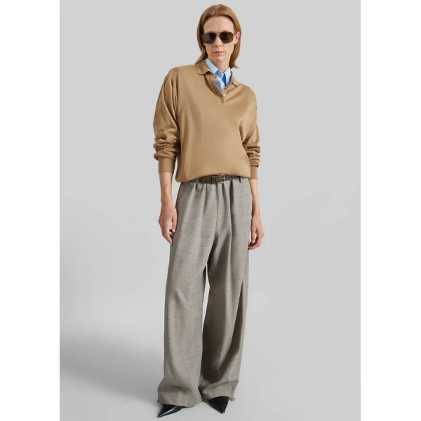 The Frankie Shop Oakdale Track Pants – Beige Glen Plaid, view 2
