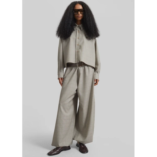 The Frankie Shop Oakdale Track Pants – Beige Glen Plaid, view 5