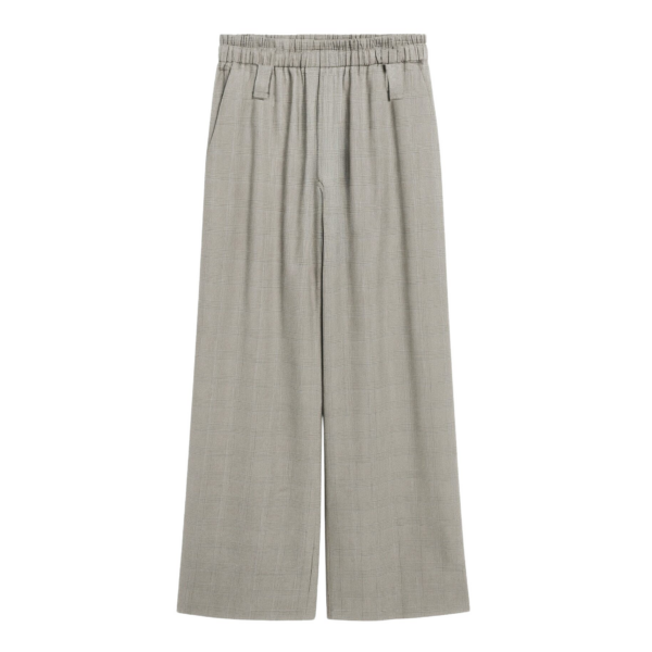 The Frankie Shop Oakdale Track Pants - Beige Glen Plaid - Oversized Minimalist Pants in Multicolour - Shop at Coveti