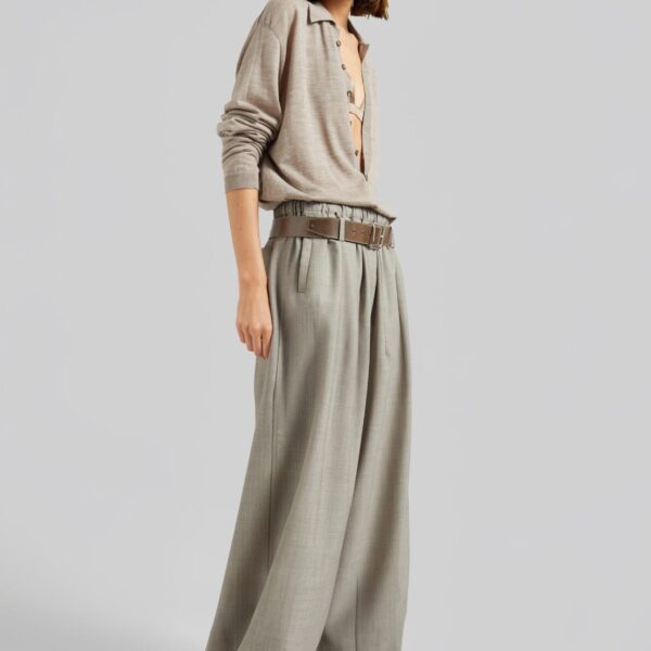 The Frankie Shop Oakdale Track Pants - Beige Melange - Oversized Minimalist Pants in Beige - Shop at Coveti
