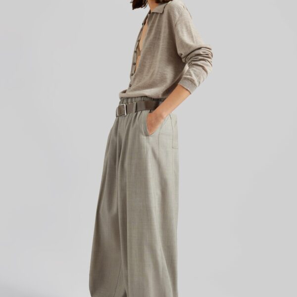 The Frankie Shop Oakdale Track Pants - Beige Melange - Oversized Minimalist Pants in Beige - Shop at Coveti