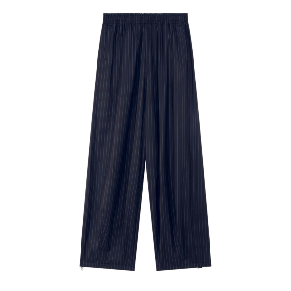 The Frankie Shop Oakdale Track Pants - Navy/White Pinstripe - Oversized Minimalist Pants in Multicolour - Shop at Coveti