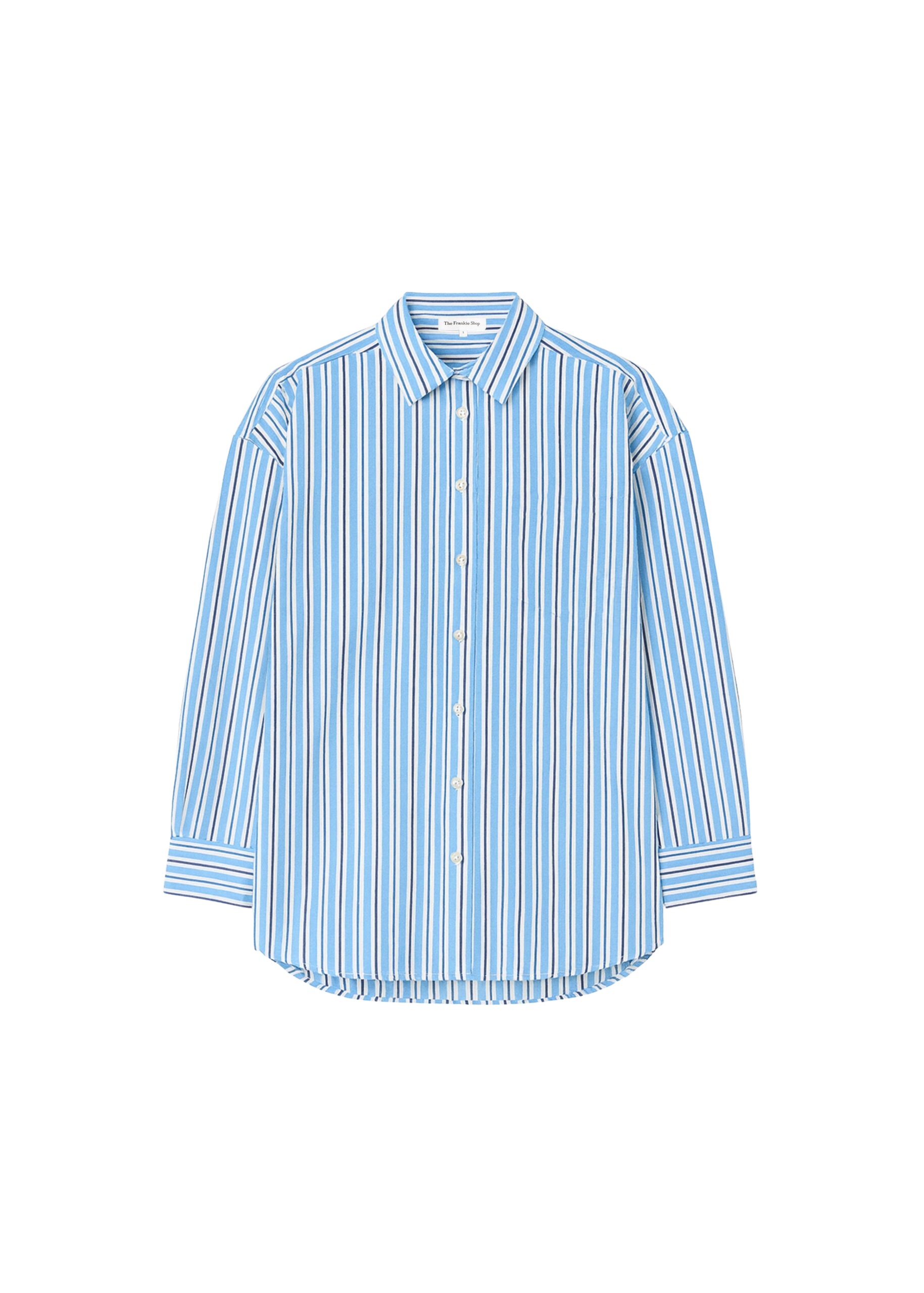 The Frankie Shop Oana Cotton Padded Shirt – Blue Multi Stripe