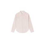 The Frankie Shop Oana Cotton Padded Shirt - Pink/White Stripes - Oversized Minimalist Tops in Multicolour - Shop at Coveti