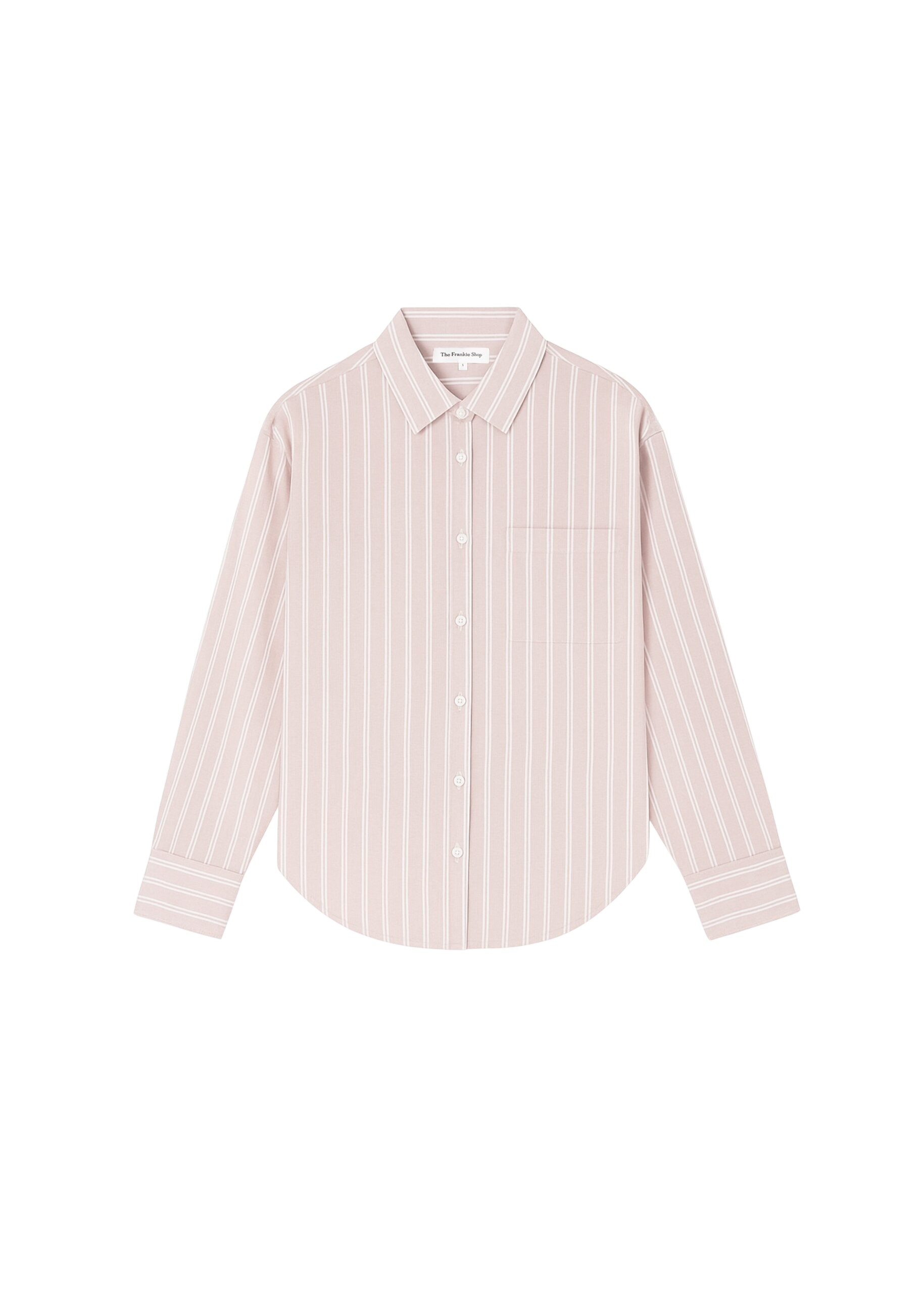 The Frankie Shop Oana Cotton Padded Shirt – Pink/White Stripes