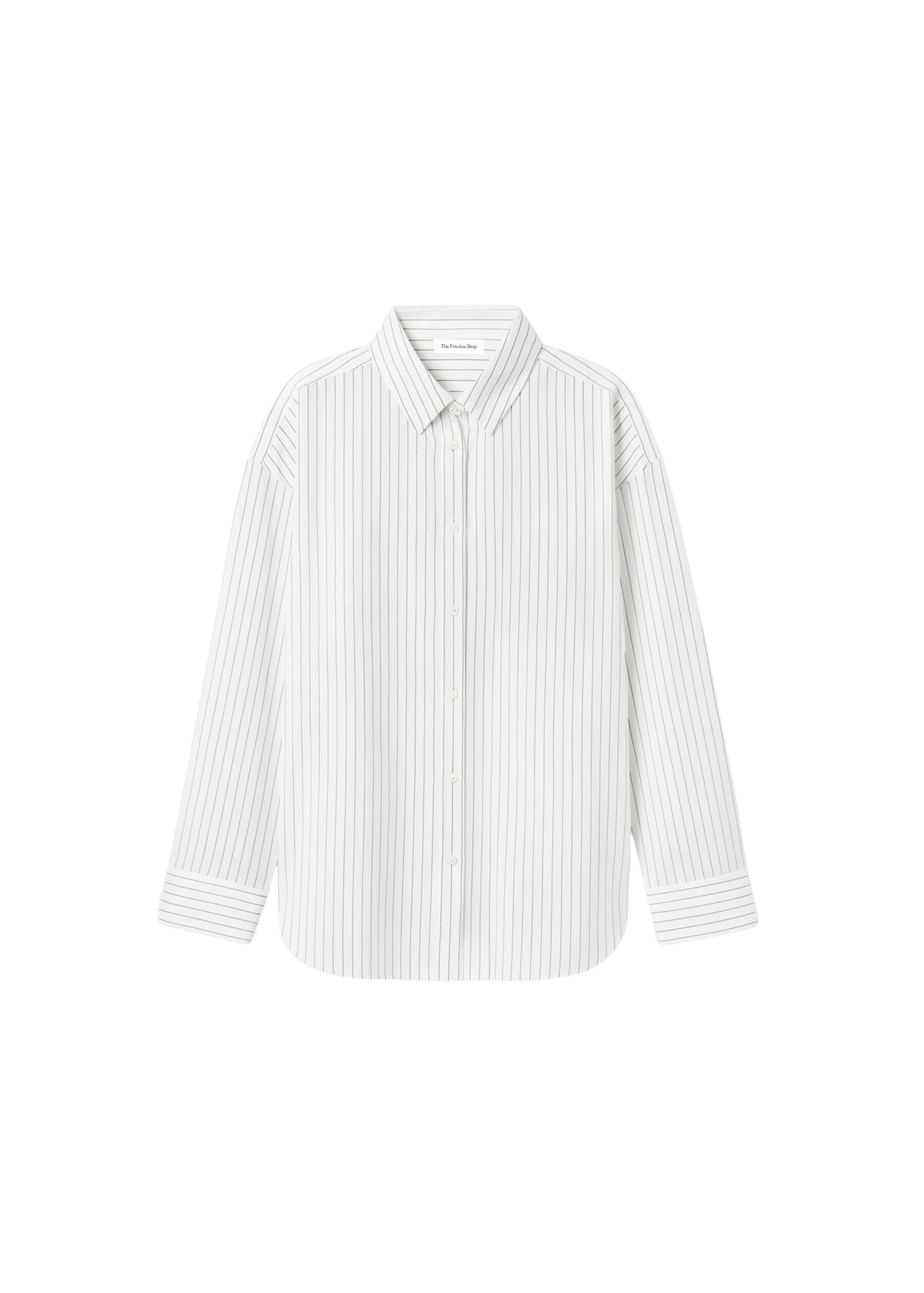 The Frankie Shop Oana Fluid Button-Up Shirt – White/Black Stripe