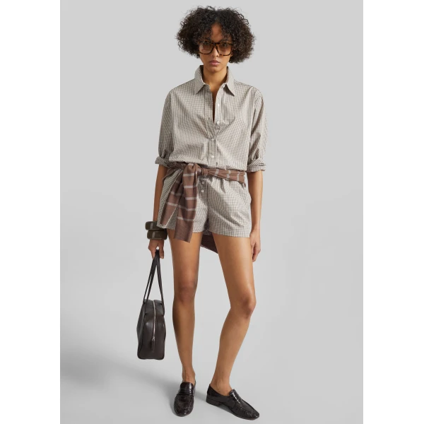 The Frankie Shop Odemira Mini Boxer Shorts – Beige Plaid, view 2
