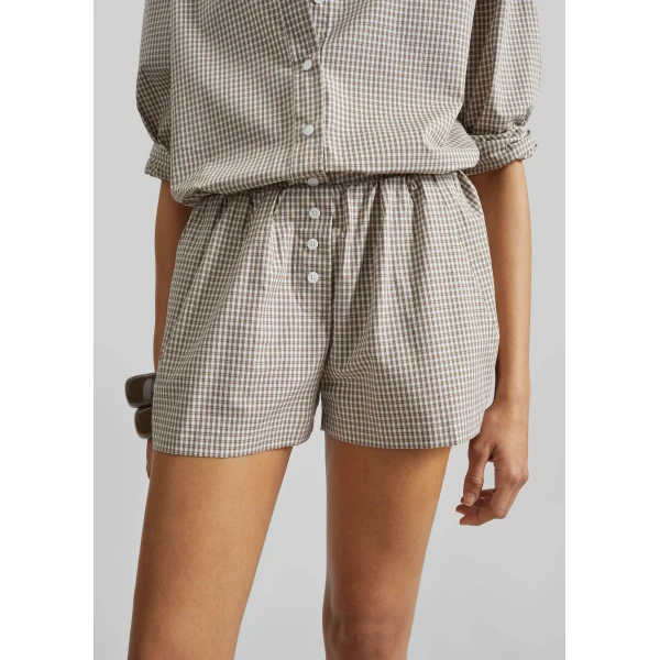 The Frankie Shop Odemira Mini Boxer Shorts – Beige Plaid, view 4