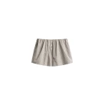 The Frankie Shop Odemira Mini Boxer Shorts - Beige Plaid - Oversized Minimalist Shorts in Multicolour - Shop at Coveti