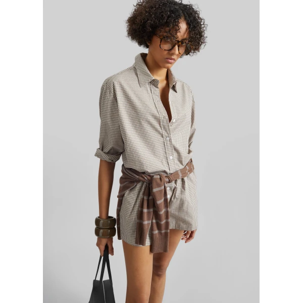 The Frankie Shop Odemira Shirt – Beige Plaid, view 2