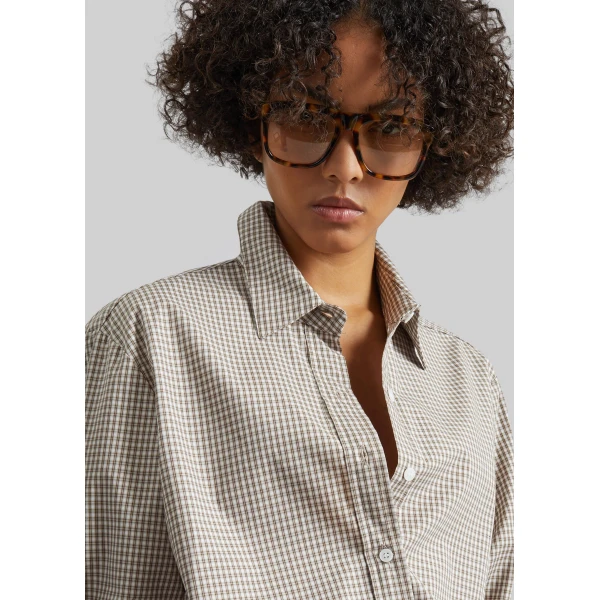 The Frankie Shop Odemira Shirt – Beige Plaid, view 3