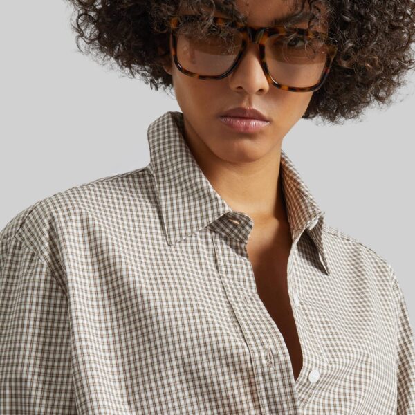 The Frankie Shop Odemira Shirt - Beige Plaid - Oversized Minimalist Tops in Multicolour - Shop at Coveti