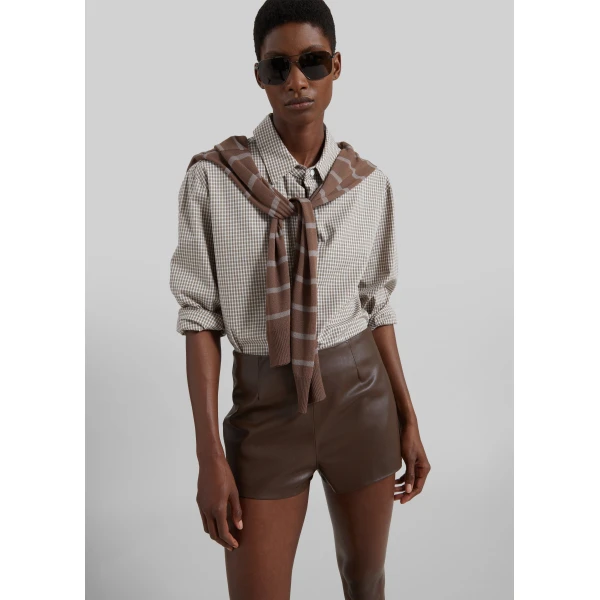 The Frankie Shop Odemira Shirt – Beige Plaid, view 4