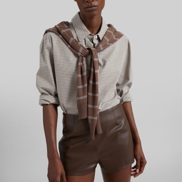 The Frankie Shop Odemira Shirt - Beige Plaid - Oversized Minimalist Tops in Multicolour - Shop at Coveti